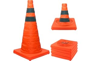 ALYTREE 18 inch Collapsible Traffic Cones, 4 Pack Parking Cones| Safety Cones| Road Cones, Orange Cones with Reflective Collars, Pop up Construction Cones for Parking Lot & Driving Practice