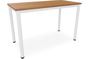 Dila GmbH Schreibtisch/Besprechungstisch in verschiedenen Größen und Farben weißes Metallgestell Konferenztisch Arbeitstisch (B: 120 cm x T: 60 cm, Buche)