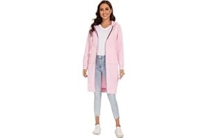 YOSICIL Damen Herbst Winter Outing Stil Frauen Warm Reißverschluss Öffnen Clubbing Dating Elegante Hoodies Sweatshirt Langen Mantel Jacke Tops Outwear Hoodie Outwear Kapuzenpullover