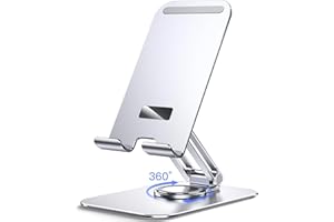 ‎JETECH JETech Stojak na Tablet, Regulowany Obrotowy Uchwyt na Biurko z Obrotową Podstawą 360 Stopni, Składana Podstawka do Pad/iPad Pro/Air/Mini, Galaxy Tab A8/A7 Lite/A7/S8/S7, Tab/Phones(4-13"), Srebrny