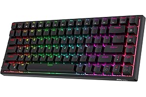 RK ROYAL KLUDGE RK84 Wireless Bluetooth/2.4Ghz 80% RGB tastiera di gioco meccanica, tre modalità tastiera collegabile con Hot-Swappable interruttore tattile marrone, nero
