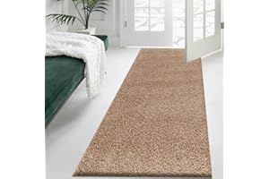 Cozy Haven Shaggy Collection Runner Rug - Hallway Carpet Runners, Non-Slip Floor Mats for Kitchen, Living Room, Corridor, Entryway, Door Entrances – (Beige, 60x110 cm)