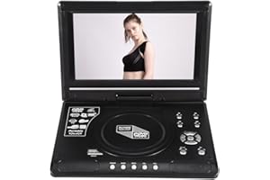 Garsent Lecteur DVD Portable, 9 Pouces LCD Lecteur Vidéo avec 270° Écran Rotatif, Radio FM, Batterie Rechargeable Support Carte SD, Format USB AV CD VCD.(EU)