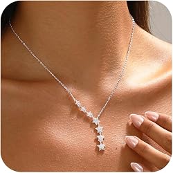 Collier Y Pour Femme ALEXCRAFT : Chaîne Coulissante Plaqué Or 14 Carats, Pendentif Cœur Zircone, Style Bohème