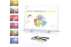‎BAILKIND LED Notiztafel mit Farben, Acryl Whiteboard mit 6 Farbmodi Neon-Leuchttafel, 35x25 cm Nachtlicht oder Deko für Zuhause/Büro/Geschäft/Geschenk – Touch-Bedienung inkl. 5 abwischbaren Markern