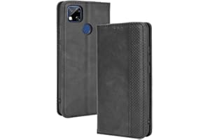 GOGME Leather Folio Funda para Xiaomi Redmi 9C NFC Funda, Flip Wallet Carcasa Tipo Libro Protector Magnético y Plegable de PU + TPU Soporte de Ranuras para Tarjetas, Negro