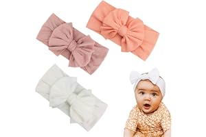 SJBAUTYO 3 Stück Baby Stirnband,Elastisches Blumenstirnband mit Haarschleifenknoten,Kann für den Alltag und besondere Anlässe verwendet werden