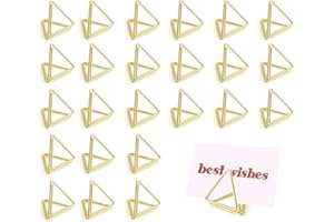 HAINUE 24 Stück Tischkartenhalter Dreieck, Platzkartenhalter Fotohalter Metall Memohalter Tischkarten Name Halter, Bilder Stand Clips für Bild Hochzeit Tisch Dekoration Kartenständer