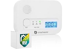 Smartwares Kohlenmonoxid melder, 10 Jahre Sensor, 1.5 Testsieger Wertung, mit Display und Testknopf - FGA-13041
