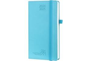 POPRUN Agenda de Poche 2024 2025 Semainier 16,5 x 9 cm - 17 Mois Petit Agenda Scolaire D'août 2024 à déc 2025 avec Couverture Rigide en PU Cuir, Papier Certifié FSC®, Bleu vert