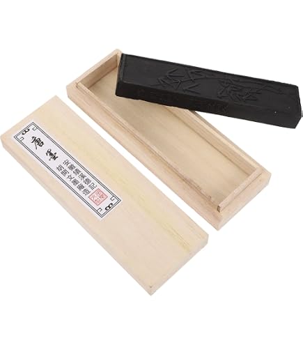 4 Inch Chinese Calligraphy Inkstone With Ink Stick - Round Stone Tray For Practice, Drawing, Gift