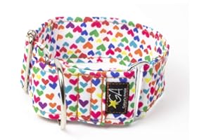 Galguita Amelie, 4 cm di larghezza, taglia L (40-49 cm), collare per cani anti-fuga, cuori