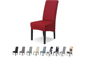 Lydevo Fundas para Sillas Comedor XL Pack de 4 Grande Fundas Elásticas para Silla de Comedor Ajustable Lavables Universal Spandex Cubierta de Sillas para Cocina Hotel Restaurante,Vino Tinto