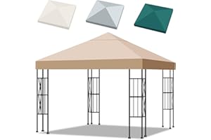 Inoamity - Lona para techo (3 x 3 m, impermeable, para pérgola/cenador, funda extraíble anti-UV, alta resistencia (poliéster 300D) - Protección solar para jardín, terraza, camping y playa, caqui