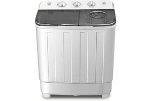 FITNESSCLUB Portable Twin Tub Washing Machine 8.5 KG Total Capacity Washer And Spin Dryer Combo Compact For Camping Dorms Apartments College Rooms 6.5KG Washer 2 KG Drying Black&White