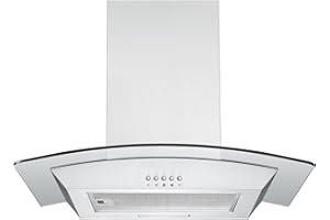 Respekta Cappa aspirante/cappa a parete 60 cm/struttura in acciaio inox con pannello copriluce in vetro/funzione di espulsione e ricircolo dell'aria / CH0160IXB / B / 58-62 dB