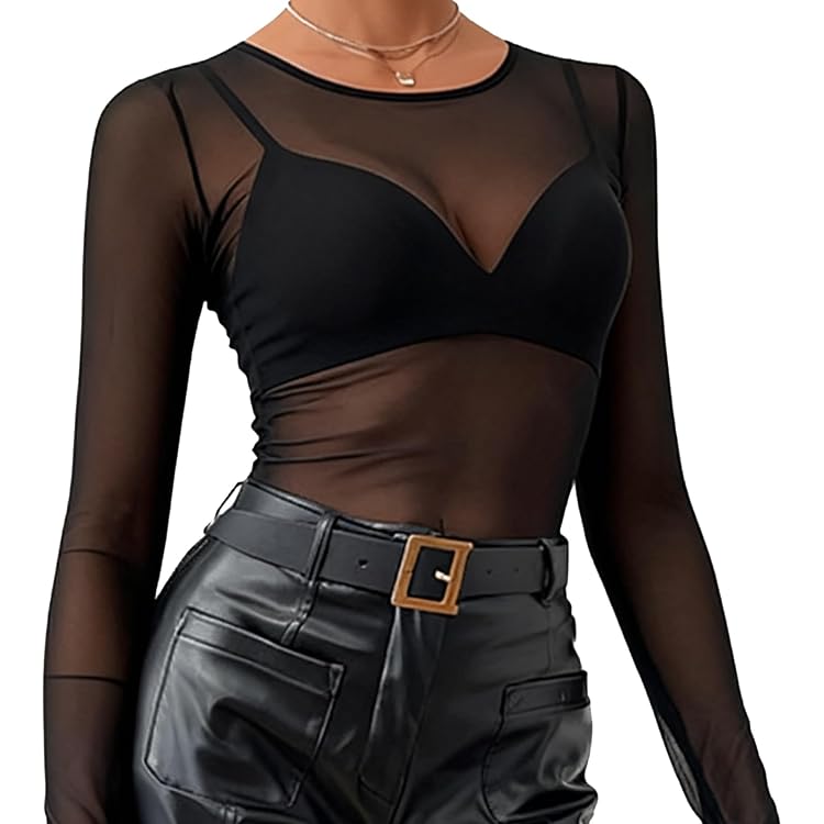 Body Sexy Femme Manches Longues Transparent - Taille Unique, Nylon - Neuf Avec étiquettes