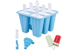 ANSHUKE 6 Cavità Stampi Ghiaccioli, Gelato, in Silicone Senza BPA, per fai da te, dessert, yogurt, cioccolato - Blu