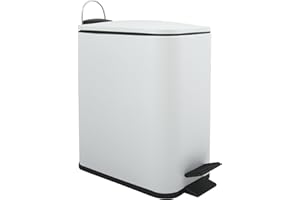 Spirella Kosmetikeimer 5 Liter Edelstahl mit Absenkautomatik und Inneneimer Erik Badezimmer Mülleimer Softclose Abfalleimer weiß, Kunststoff, White Mat, 5 litres