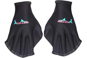 WINOMO Nuoto Guanti schwimmhaeute Aquatic pagaia, Hand Web 1 Paio (Nero)