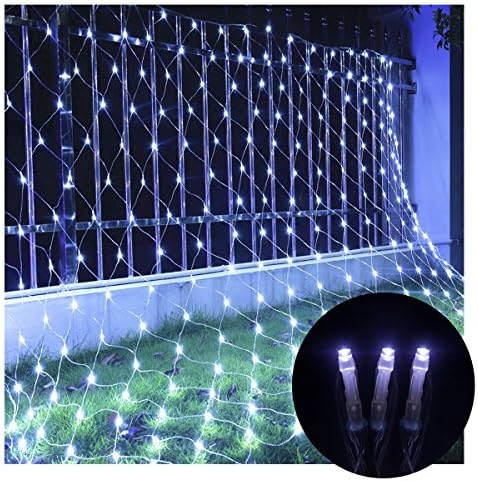 Net Mesh Fairy String Decorative Lights,Suniness 9.8ft x 6.6ft 208 LEDs 8 modes Waterproof with Connectable Tail Plug for Tree-wrap Indoor Outdoor Wedding Christmas Party Garden Room(White)