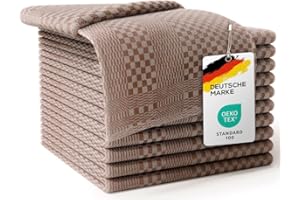 ‎LEFUNDA LEFUNDA® Set of 10 Tea Towels - 100% Cotton Kitchen Towels, 220 GSM, Soft, Super Absorbent Tea Towels, Full Twist, 50 x 70 cm (Brown, 10)