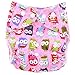 Happy Cherry Pink Owl Printed Cloth Baby Swim Diaper Pant Washable Reusable One Size Breathable Cover for Baby Girls