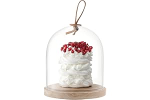 LSA INTERNATIONAL LSA Ivalo Dome & Ash Base Ø15cm H15.5cm Clear| 1 Unit | Mouthblown & Handmade Glass | Hand Planed Wood | IV01