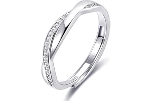 BMMYE 925 Sterling Silver Rings for Women Love Knot Rings Adjustable Open Finger Feather Rings Jewelry Gifts Crossed Rings for Women with Cubic Zirconia