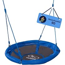 HUDORA Nestschaukel 90 - Blaue Kunststoff-Nestschaukel für bis zu 100kg - Hängeschaukel mit 90cm Durchmesser für drinnen & draußen