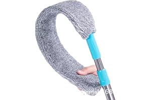 GENERIC Limpiador de polvo retráctil para debajo del electrodoméstico, cepillo de microfibra con poste de extensión (36 a 49 pulgadas), plumero de limpieza para cama, techos altos, muebles, parte inferior de