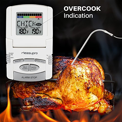 MeasuPro DCT350 Digitale Bratenthermometer, Grillthermometer, Haushaltsthermometer, Ofenthermometer, Küchenthermometer, Für Braten, Kochen, Grillen/BBQ, Mit Timer, Edelstahlsonde, Weiß - 5