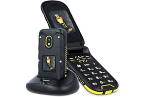 ‎HAMMER H Hammer , all carriers, 0.06 gb, H Dig Rugged (IP68) Flip Phone, großer Akku mit 1200 mAh, Dual-Bildschirm 2, 4 Zoll und 1, 44, Dual-SIM, Bluetooth, Speicherkarte, Schwartz