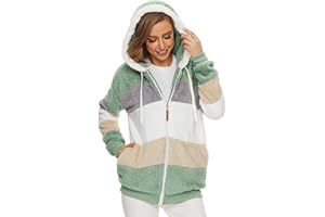 GRMLRPT Veste Epais à Capuche en Peluche Douce Manteau d'Hiver pour Femme en Molleton Court et Chaud Manteau en Fausse Fourrure (Multicolore,S-XXL)