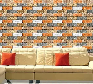 ALL YOUR DESIGN Self Adhesive Brick Design Wallpaper Wall Sticker for Home Decor, Living Room, Bedroom, Hall, Kids Room, Play Room (brick-wallpaper-pt09-01-5.5sqft-moq-5)