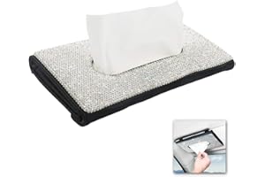Ygapuzi Bling Bling Car Visor Tissue Box Holder, Crystal Sparkling Napkin Holder Paper Towel Cover Case, Glitter Mask Holder for Women Girls, Universal Fit