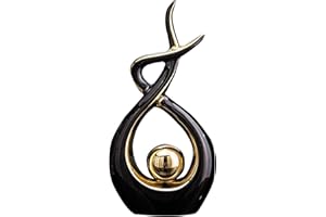 Misvayli Modern Abstract Art Ceramic Statue, Ornaments for Living Room，Elegant Ceramic Spiral Sculpture Home Decoration, Hopeful Flame Nordic Art Sculpture for Dining Room Living Room Office (Black)