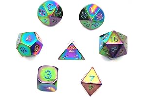 DollaTek 7 st massiv metall DND tärningsset solid metall D & D tärningsspel med fodral och zinklegering med emalj för underjo