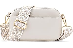 FuninCrea Sac Bandoulière Femme Cuir 3 Pockets Sac Banane Femme Bandoulière Petit Sacs a Main Femmes Bandoulieres avec Bretelles Détachables et Réglables pour Voyage Travail Achats