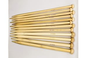 CHSYOO Juego de agujas de punto de bambú de 36 piezas de bambú con 18 tamaños, 2,0 mm - 10,0 mm