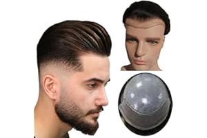 N.L.W. NLW Peluca Hombre Frente de Encaje Francés Peluquin Cabello Natural,Peluca humana real Hombres,8 * 10 pulgadas Densidad Media 110%（2 marrón oscuro）