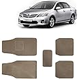 Kingsway Carpet Style Universal Car Mats for Toyota Corolla Altis, 2007-2013 Model, Beige Color Anti Slip Car Floor Foot Mats, Complete Set of 5 Piece, Premium Series