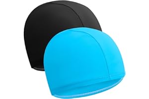 2pcs Bonnet de Bain Piscine, Enfants Adulte Bonnet de Bain Élastique Tissu Polyester Souple Bonnet de Natation