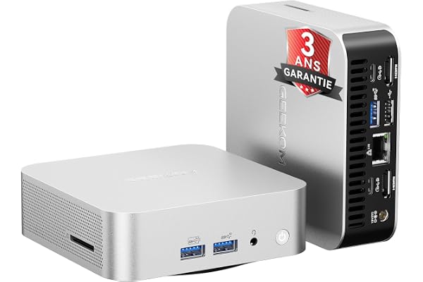 GEEKOM A5Pro Mini PC avec AMD Ryzen 5 7430U, 16 Go RAM 512Go SSD, Métallique Boîtier en Aluminium, Lecteur SD, Silencieux Mini Ordinateur de Bureau Windows 11 Pro, USB4, LAN 2,5G, 8K Quad Display