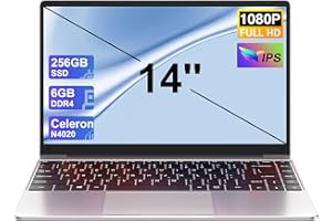 NOTODD Ordinateur Portable,6 Go RAM+256 Go Soutien Extension SSD 1TB Celeron N4020 Win11 PC Portable 14 Pouces 2.4+5G WiFi Mini HDMI USB BT4.2 Souris sans Fil & AZERTY Membrane-Argent