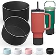 AIERSA 2Pcs Protective Silicone Bumper Boot Compatible with Stanley Quencher Adventure 40oz Tumbler with Handle & Stanley IceFlow 20oz 30oz, Reusable Sleeve Cover for Water Bottle Bottom, Black