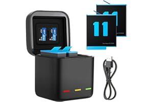 AuyKoo Cargador+ Baterías(1750mAh) para GoPro Hero 10 9 Black, Accesorios Batería Recargables Caja de Carga de Set con Kit de Cable USB Tipo C para GoPro Hero 10 9 Black (2*Battery)