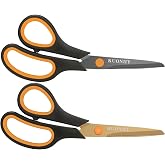 KUONIIY Scissors, Super Sharp Titanium Coated Blade, Set of 2 Multi-Purpose Scissors with Soft and Comfortable Handle, 8 Inch