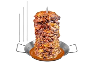 YUNIR Pionowy Szpikulec, do Grilla Pionowy Stojak ze Stali Nierdzewnej, Brazylijski Pionowy Stojak na Rożen z 3 Wyjmowanymi Kolcami 8 Cali, 10 Cali i 12 Cali, do Wędzarni Kamado Grill