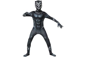 MYYLY Boy Black Panther Body Cosplay Superheld Kostüme Kinder Avenger Overall Mädchen Lycra Spandex Film Fans Bekleidung Strumpfhosen Unisex Erwachsene Trikot,Black-Kids L(125~135CM)